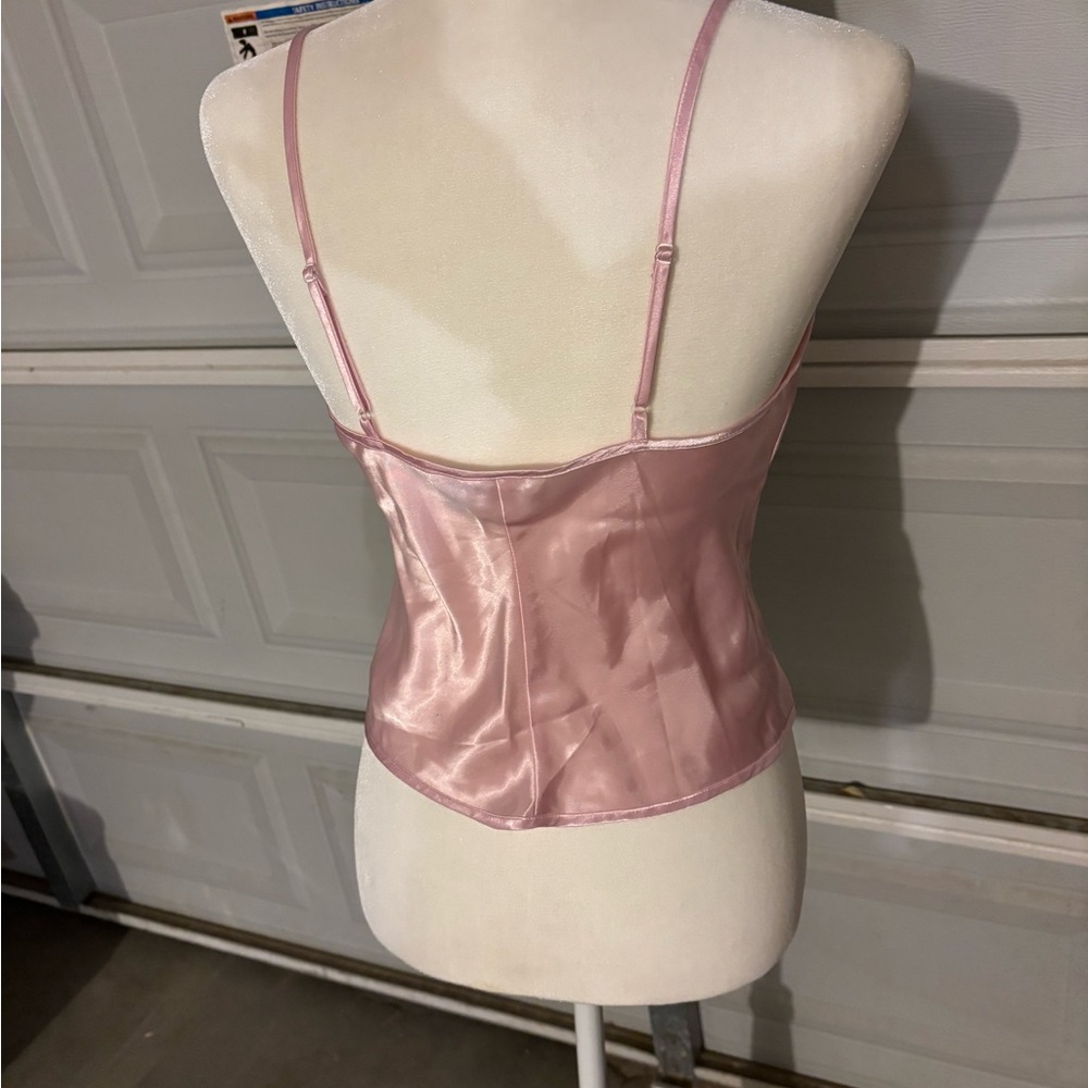 **vintage** fredricks Hollywood pink satin top with adjustable straps - Picture 3 of 5